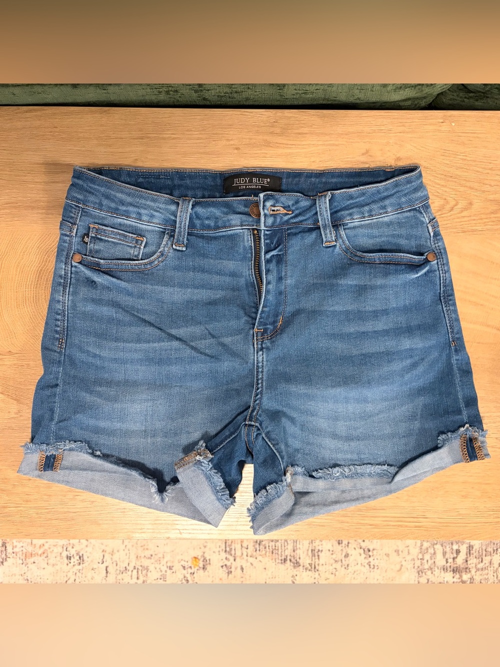 Medium Wash Denim Mid-length Shorts